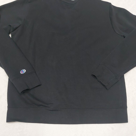 Champion Black Essentials Spellout Crewneck Sweatshirt Men's Size Medium - Picture 13 of 13